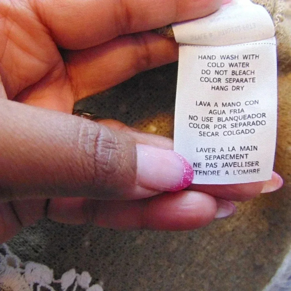 Altar'd State Women's Tan Pom Pom Embroidered Lace Trim Sweater Dress SIZE S - Picture 12 of 14